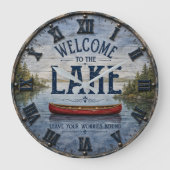Welcome to the Lake Canoe House  ラージ壁時計 (正面)