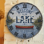 Welcome to the Lake Canoe House  ラージ壁時計
