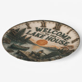 Welcome to the Lake House Rustic Canoe Cabin ペーパープレート (アングル)