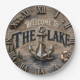 Welcome to the Lake Rustic Anchor Nautical ペーパープレート