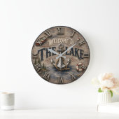 Welcome to the Lake Rustic Anchor Nautical ラージ壁時計 (ホーム)