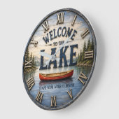 Welcome to the Lake Rustic Canoe ラージ壁時計 (傾斜)