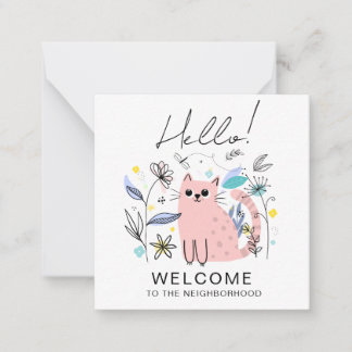 Welcome to the Neighborhood カード – かわいい猫のイラスト