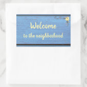 Welcome to the neighborhood Blue Wood Planks Re 長方形シール (バッグ)