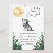 Welcome to the pack! Wolf Baby Shower 招待状 (正面)