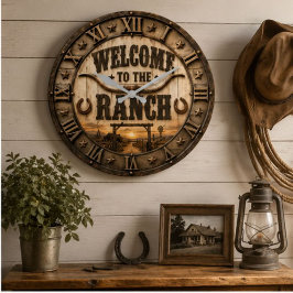 Welcome to the Ranch ラージ壁時計