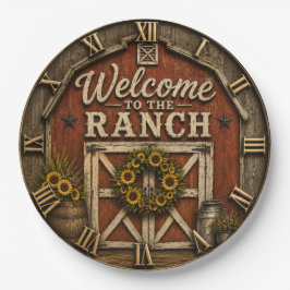 Welcome to the Ranch Rustic Barn Door Farmhouse ペーパープレート