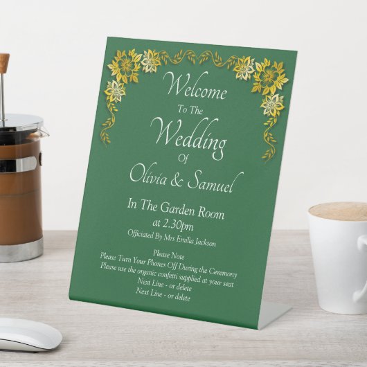 Welcome to the Wedding Emerald Green & Gold 台座サイン (インサイチュ)