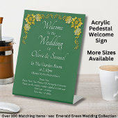 Welcome to the Wedding Emerald Green & Gold 台座サイン
