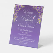 Welcome to the Wedding Purple Mauve Flowers 台座サイン (正面)