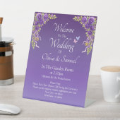Welcome to the Wedding Purple Mauve Flowers 台座サイン (インサイチュ)