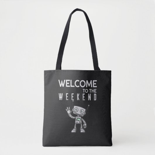 Welcome to the Weekend with cute Robot トートバッグ (正面)
