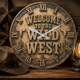 Welcome to the Wild West Western Cowboy ラージ壁時計
