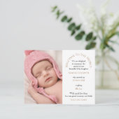 Welcome to the World Baby Girl Photoタイポグラフィ ポストカード (スタンド正面)