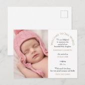 Welcome to the World Baby Girl Photoタイポグラフィ ポストカード (正面/裏面)