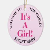 Welcome to the World Baby Girl Pink YEAR セラミックオーナメント (左)