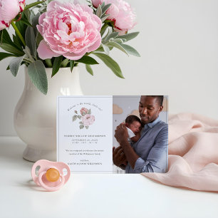 Welcome to the World Little One Peonyフローラ写真 案内状