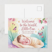 "Welcome to the World" Newborn Baby Greeting ポストカード (正面/裏面)