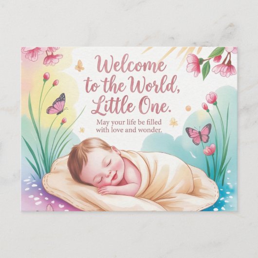 "Welcome to the World" Newborn Baby Greeting ポストカード (正面)