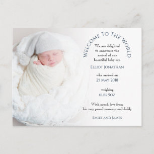 Welcome to the World Photo Birth Announcement ポストカード