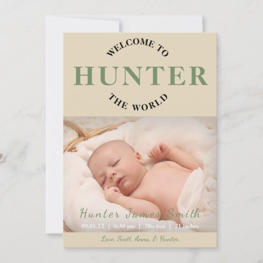 Welcome to the World Photo Birth Announcement 招待状 (正面)