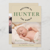 Welcome to the World Photo Birth Announcement 招待状 (正面/裏面)