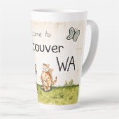 Welcome To Vancouver WA カフェラテマグ (右アングル)