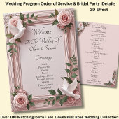 Welcome to Wedding Ceremony, Pink Roses & Doves 