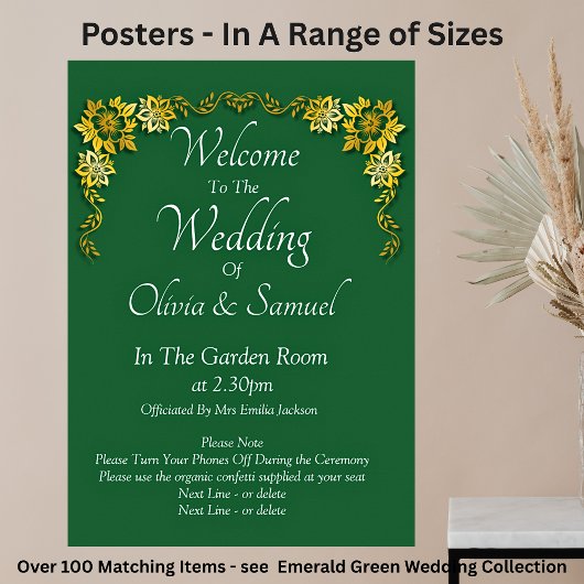 Welcome to  Wedding Emerald Green & Gold ポスター