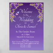 Welcome to  Wedding Purple Mauve Flowers & White ポスター (正面)