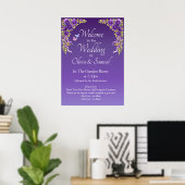 Welcome to  Wedding Purple Mauve Flowers & White ポスター (ホームオフィス)