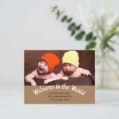 Welcome to World Twin Birth Announcement写真 ポストカード (スタンド正面)