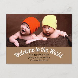 Welcome to World Twin Birth Announcement写真 ポストカード