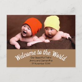 Welcome to World Twin Birth Announcement写真 ポストカード