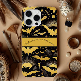 Welcome to Your Nightmare Gold Bat Halloween Quote iPhone 15 Pro Maxケース