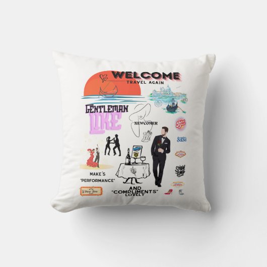WELCOME TRAVEL AGAIN クッション (正面)