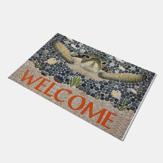 Welcome Turtle Doormat, Cute Turtle ドアマット (アングル)