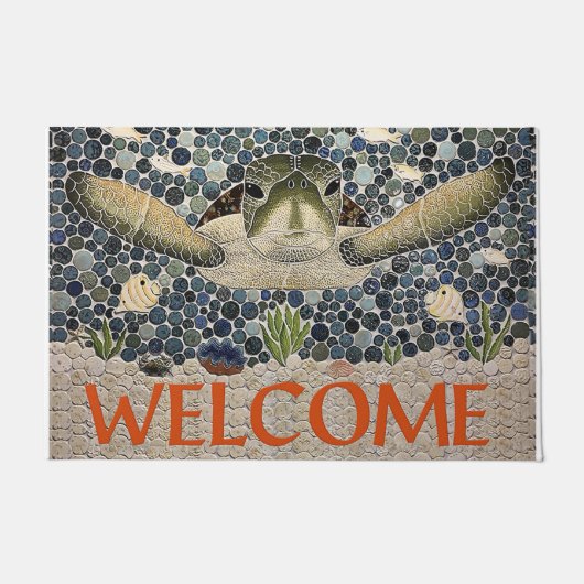 Welcome Turtle Doormat, Cute Turtle ドアマット (正面)