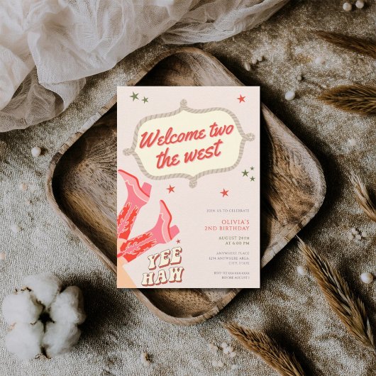 Welcome two the west cowgirl 2nd birthday  招待状