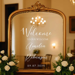 Welcome Wedding Mirror Sign Vinyl Lettering Elegan ウィンドウサイン