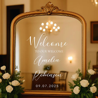 Welcome Wedding Mirror Sign Vinyl Lettering Elegan ウィンドウサイン