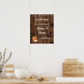 Welcome Wedding Poster Pumpkin Sign Wood Harvest ポスター (キッチン)