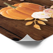 Welcome Wedding Poster Pumpkin Sign Wood Harvest ポスター (角)