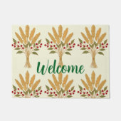 🌾 **"Welcome" Wheat Bouquet Doormat ドアマット (正面)