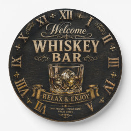 Welcome Whiskey Bar Rustic Bourbon Bar Decor ペーパープレート