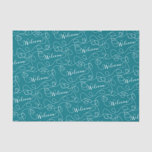 WELCOME white seamless pattern with LINES 薄葉紙 (正面)