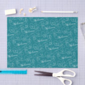 WELCOME white seamless pattern with LINES 薄葉紙 (クラフト)
