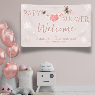 Welcome Winterベビーシャワー外は寒い 横断幕
