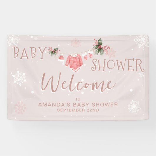 Welcome Winterベビーシャワー外は寒い 横断幕 (横)