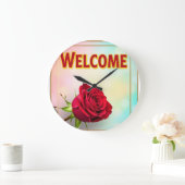 Welcome with rose on ラージ壁時計 (ホーム)